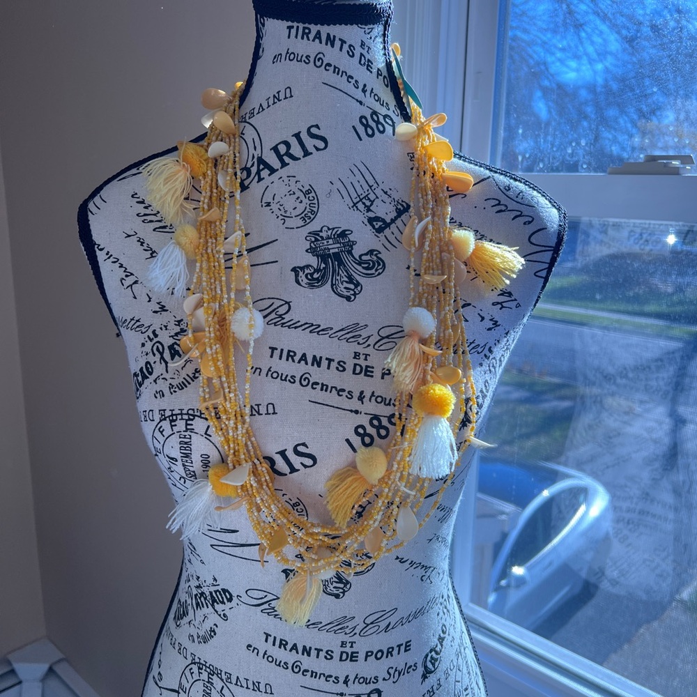 Yellow and White Beaded Necklace